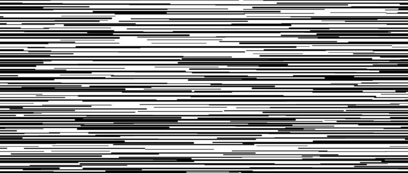 Seamless random lines pattern. White tv noise repeating pattern. black and white horizontal irregular lines background pattern. Glitch concept wallpaper. vector