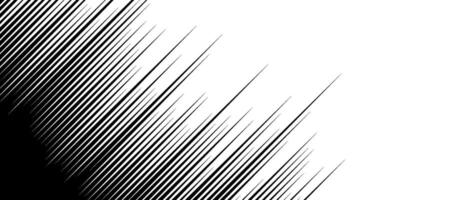 Straight speed lines pattern. Black and white diagonal stripes gradient. Abstract fast effect texture. Comic or cartoon book rays and beams wallpaper. vector
