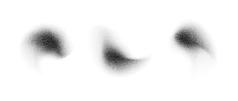 resumen fluido punteado degradado elementos. ruido grano textura manchas forma colocar. negro y blanco punteado rociar sombras y arena polvo lugares. trama de semitonos salpicar formas recopilación. punto trabajo salpicaduras vector