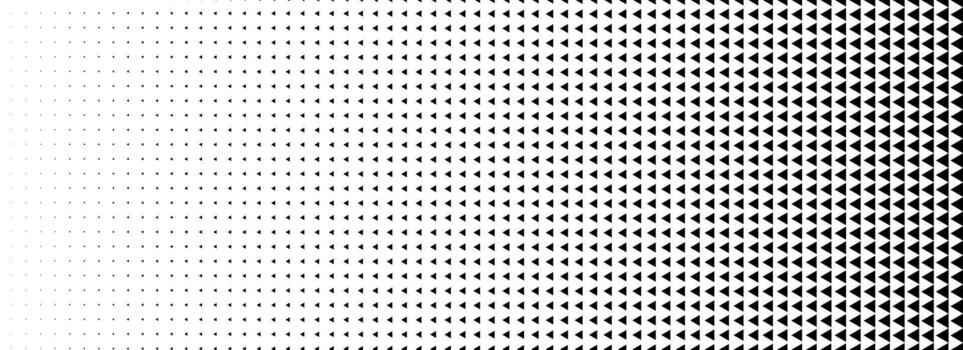 Fading triangle halftone gradient texture. Black and white abstract geometric background. Tech triangular halfton gradation pattern. Vanishing mosaic arrow wallpaper for poster, banner, booklet vector