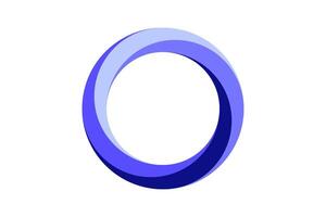 Impossible circle shape. Purple blue optical line symbol. Twisted mobius strip. Infinite loop object. Abstract unreal geometric form. Solid puzzle design element for logo, icon, label, tag. vector