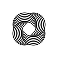 Impossible symbol. Rounded square linear shape. Infinite knot sign. Overlapping thin lines form. Optical illusion art. Design element for logo, icon, print, cover, tag. Abstract illustration vector