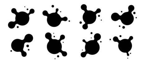 Abstract connected sphere collection. Black liquid metaball set. Amoeba blotches, drops or blobs pack. Morphing design elements for label, sticker, banner, collage, poster. vector