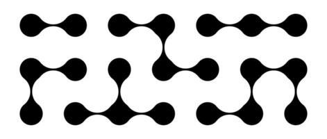 Black metaball set. Liquid connected blobs. Morph dots pattern collection. Thin integration abstract concept. Circles design elements bundle for logo, icon, tag, emblem, poster. vector