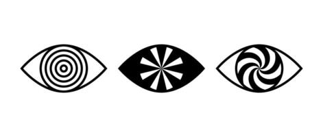Eyes sign set. Vision outline symbol collection. Hypnosis eyeball concept pack. Watching or observing icon elements for poster, banner, brochure, leaflet, booklet, flyer. Illustration bundle vector