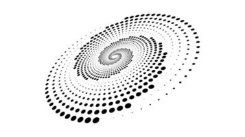 Dotted spiral lines element. Radial spinning halftone texture. Circle swirl dots shape in perspective. Abstract background for poster, banner, logo, icon, collage, tattoo, tag. vector
