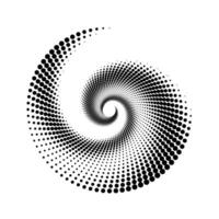 Dotted spiral lines element. Radial spinning halftone form. Circle swirl dots shape. Abstract geometric background for poster, banner, logo, icon, collage, brochure, presentation, booklet. vector