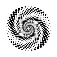 Dotted spiral element. Radial spinning halftone form. Circle swirl dots shape. Abstract geometric background for poster, banner, logo, icon, collage, tattoo, presentation, booklet. vector