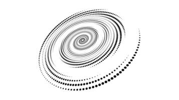 espiral punteado línea elemento. radial hilado trama de semitonos textura. circulo remolino puntos forma en perspectiva. resumen antecedentes para póster, bandera, logo, icono, collage, presentación, etiqueta, emblema. vector