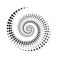 Dotted spiral lines element. Radial spinning halftone form. Circle swirl dots shape. Abstract geometric background for poster, banner, logo, icon, collage, tattoo, presentation, booklet. vector