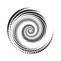 Dotted spiral lines element. Radial spinning halftone form. Circle swirl dots shape. Abstract geometric background for poster, banner, logo, icon, collage, presentation, booklet. vector