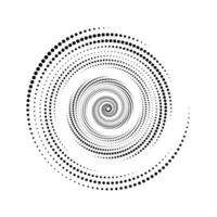 punteado espiral líneas elemento. radial hilado trama de semitonos forma. circulo remolino puntos forma. resumen geométrico rueda para póster, bandera, logo, icono, collage, presentación, folleto. óptico Arte vector