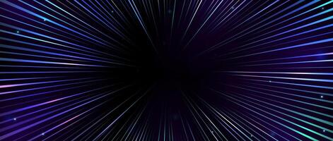 Radial neon light trails. Blue purple and green glowing rays wallpaper. Manga anime speed effect background with sparks, sparkles and stars. Explosion concept backdrop. vector