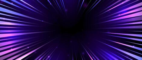Radial neon light trails. Blue and purple glowing rays wallpaper. Manga anime speed effect background with sparks and sparkles. Explosion concept backdrop. vector