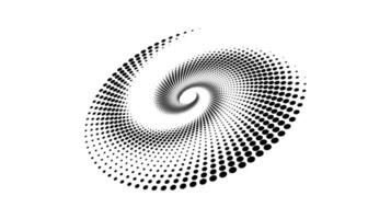 punteado inclinado espiral elemento. radial hilado trama de semitonos textura. circulo remolino puntos forma en perspectiva. resumen antecedentes para póster, bandera, logo, icono, collage, decoración, etiqueta, emblema. vector