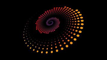 Halftone speed spiral. Red orange dynamic dotted lines in perspective. Radial swirl element for logo, print, poster, template, icon, banner, presentation. Round technology illustration. vector