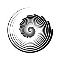 Spiral lines element. Radial spinning stripes texture. Circle swirl shape. Abstract geometric background design for poster, banner, logo, icon, collage, tattoo, sticker. vector