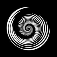 Spiral line element. Radial spinning stripes texture. Black and white circle swirl shape. Abstract whirlpool design for poster, banner, logo, icon, collage, label, tag, emblem. vector