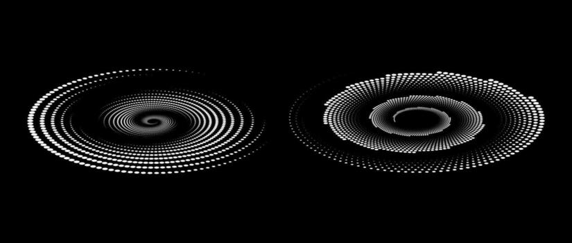 lineal y trama de semitonos velocidad espiral colocar. blanco dinámica puntos y líneas en perspectiva. radial remolino elementos para logo, imprimir, póster, plantilla, icono, bandera. redondo tecnología ilustración. vector