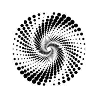 Dotted spiral element. Radial spinning halftone form. Circle swirl dots shape. Abstract geometric background for poster, banner, logo, icon, collage, sign, presentation, booklet. vector