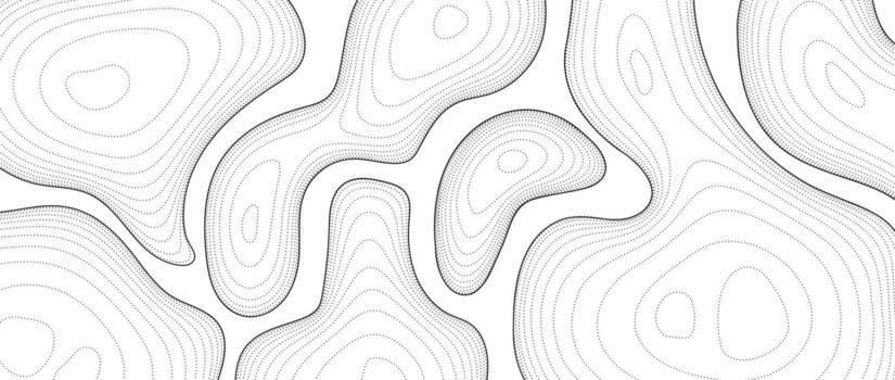 Abstract dotted line background. Topographic contour map concept. Black and white terrain dashed outline pattern. Geographic design template wallpaper for poster, banner, print. vector