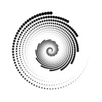 punteado espiral líneas elemento. radial hilado trama de semitonos forma. circulo remolino puntos forma. resumen geométrico antecedentes para póster, bandera, logo, icono, collage, tatuaje, presentación. vector