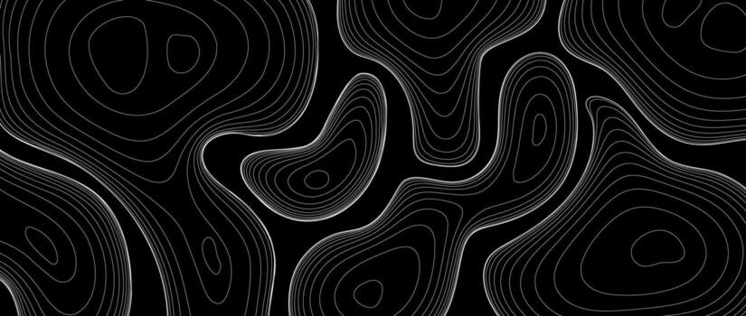 Abstract line background. Topographic contour map concept. Black and white terrain outline pattern. Geographic design template wallpaper for poster, banner, print. vector