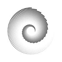 Dotted spiral lines element. Radial spinning halftone form. Circle swirl dots shape. Abstract geometric concept for poster, banner, logo, icon, collage, brochure, presentation, booklet. vector