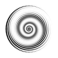 punteado espiral líneas elemento. radial hélice trama de semitonos forma. circulo remolino puntos forma. hilado geométrico rueda para póster, bandera, logo, icono, collage, presentación, folleto. óptico Arte vector