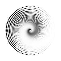 Dotted spiral lines element. Radial spinning halftone form. Circle swirl dots shape. Abstract halftone geometric sign for poster, banner, logo, icon, presentation, booklet. Optical art vector