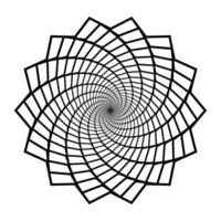 Abstract radial pattern. Circular geometric spiral shape. Round decorative flower or leaves content. Black design element for logo, label, tag, emblem, poster, banner. vector