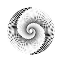 punteado espiral líneas elemento. radial hilado trama de semitonos forma. circulo remolino puntos forma. resumen trama de semitonos geométrico antecedentes para póster, bandera, logo, icono, presentación, folleto. óptico Arte vector