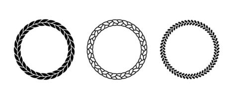 Set of rope frames. Round cord border collection. Circle rope wreath loop pack. Chain, braid, plait borders bundle. Circular design elements for decoration, banner, poster. Decorative frames vector