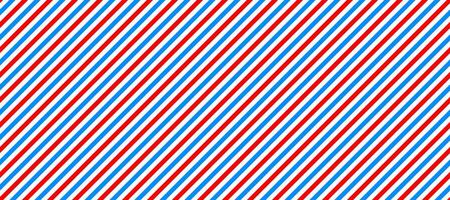 Barber shop pole background. Abstract diagonal line seamless pattern. Striped repeated wallpaper. Red, white and blue repeating texture. Wrapping paper backdrop. decor vector