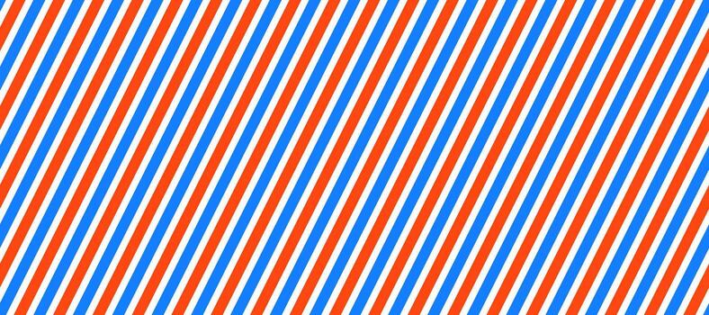 Barber shop pole background. Abstract diagonal line seamless pattern. Striped repeating wallpaper. Red, white and blue repeating texture. Wrapping paper backdrop. vector