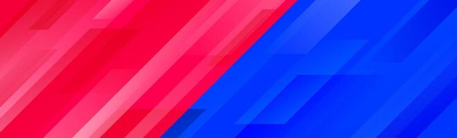 Red and blue team sport footer design. Abstract diagonal lines background. Wide bright sporty versus banner concept for presentation, footer, header, poster. Gradient geometric wallpaper. vector