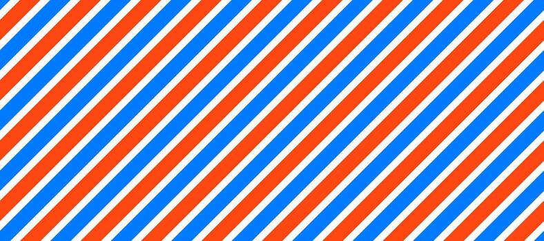 Barber shop pole background. Abstract diagonal line seamless pattern. Striped repeating wallpaper. Red, white and blue repeated texture. Wrapping paper backdrop and illustration vector