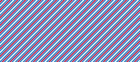 Barber shop pole pattern. Abstract diagonal line seamless background. Striped repeating wallpaper. Red, white and blue repeated texture. Wrapping paper backdrop and illustration vector