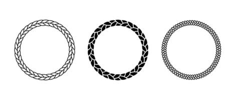 Ropes frame set. Round cord border collection. Circle rope wreath loop pack. Chain, braid, plait borders bundle. Circular design elements for decoration, banner, poster. Decorative frames vector