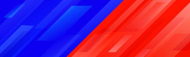 Blue and red sport or game footer design. Abstract diagonal lines background. Wide bright sporty versus banner concept for presentation, footer, header, poster. Gradient geometric wallpaper. vector