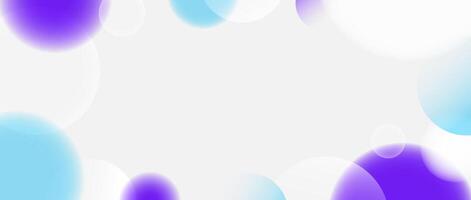 Soft matte sphere background. Blue, purple, white floating bubble ball wallpaper. Blur gradient circle backdrop. Horizontal design template for banner, poster, presentation, brochure, leaflet vector