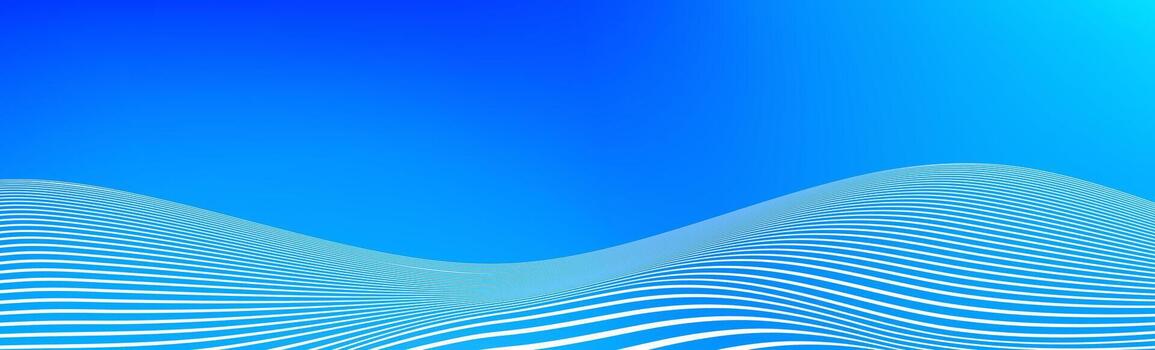 Abstract white wave lines on blue gradient background. Wide banner with curve liquid stripes. Frame border concept for footer, poster, brochure, website, cover, header, flyer. Fluid footer vector