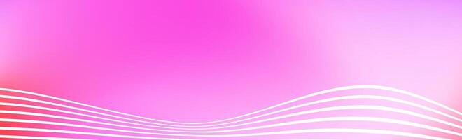 Abstract white wave lines on pink gradient background. Wide banner with curve liquid stripes. Wavy border concept for footer, poster, brochure, website, cover, header, flyer. Footer wallpaper vector