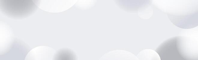 Soft grey spheres background. Abstract light floating bubbles and balls wallpaper. Gray blurred gradient circles backdrop. Horizontal design template for banner, poster, presentation, brochure. vector