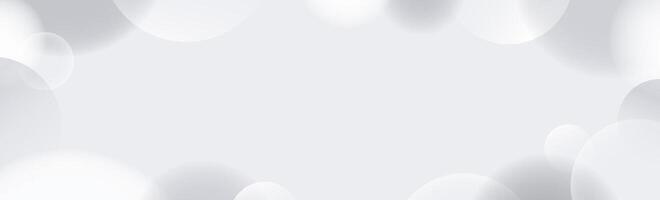 Soft grey spheres background. Abstract light floating bubbles and balls wallpaper. Gray blurred gradient circles backdrop. Horizontal design template for banner, poster, presentation, brochure vector