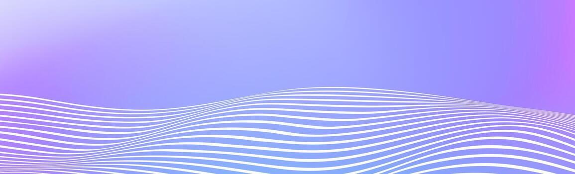Abstract white wave lines on purple gradient background. Wide banner with curve liquid stripes. Frame border concept for footer, poster, brochure, website, cover, header, flyer. Fluid footer vector