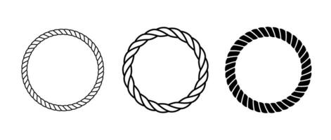 Rope frames set. Round cord borders collection. Circle rope wreath loop frames. Chain, braid or plait border bundle. Circular design elements for decoration, banner, poster. vector
