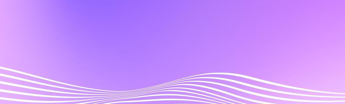 Abstract wave lines on purple gradient background. Wide banner with curve liquid stripes. Frame border concept for footer, poster, brochure, website, cover, header, flyer. Violet fluid footer vector