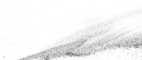 Splattered grunge noise texture. Dirty scattered grain background. Dotted halftone textured overlay. Sand dust grit distressed wallpaper. Black random dot backdrop for poster, banner, overlay. vector