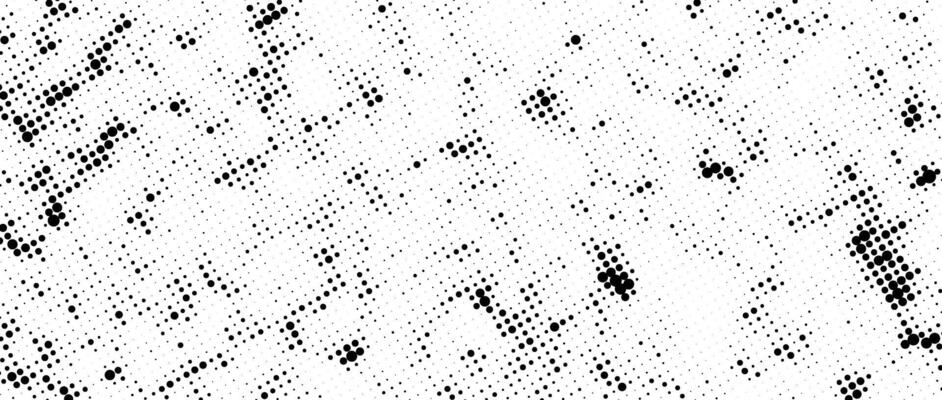 Halftone grunge noise texture. Dirt speckles, spots, dots background. Black white grit sand grain wallpaper. Retro pixelated textured comic backdrop. Abstract halftone gritty pop art cartoon